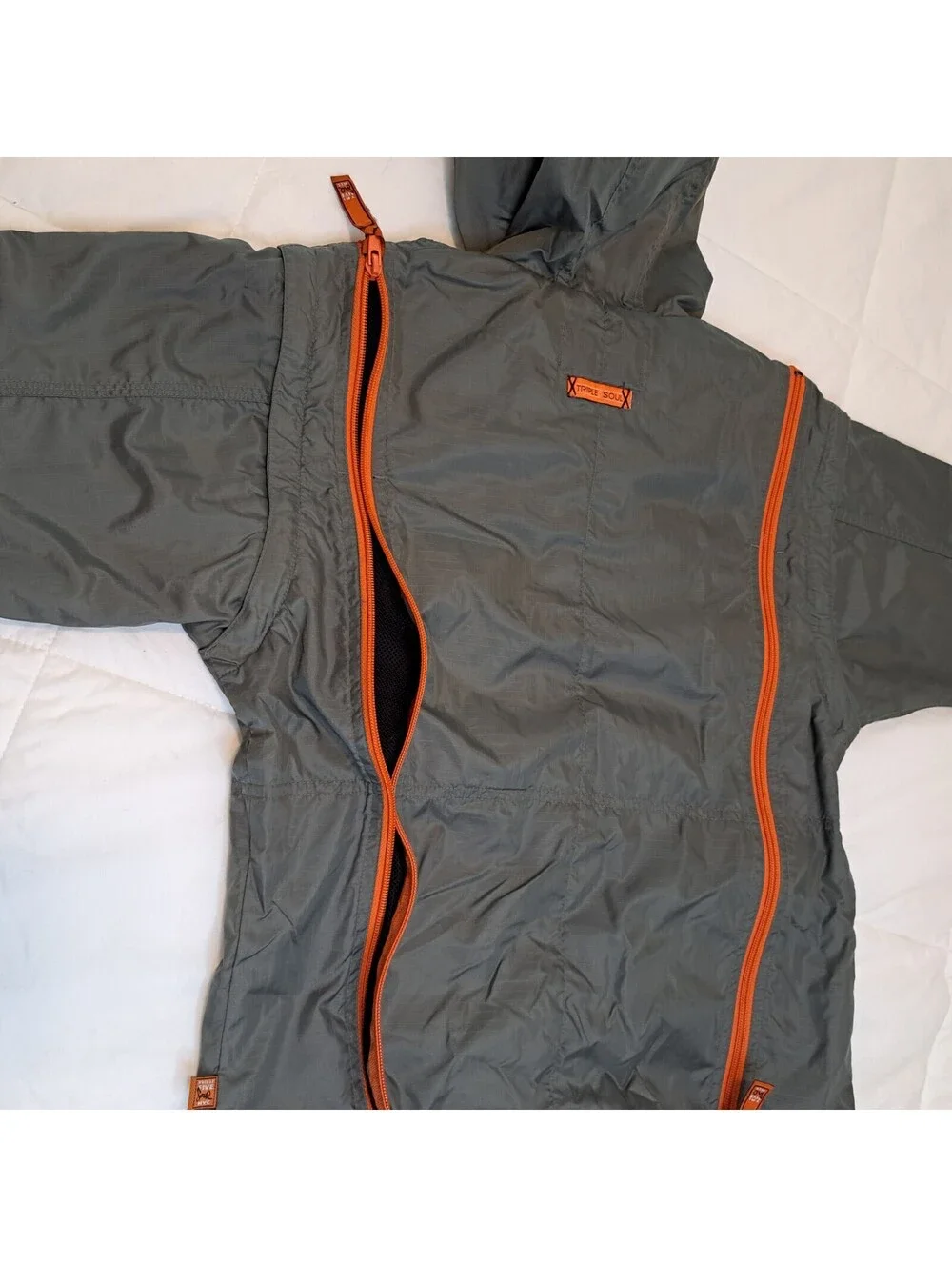 VTG Triple 5 Soul Mens S Gray Orange Zip Windbreaker Jacket